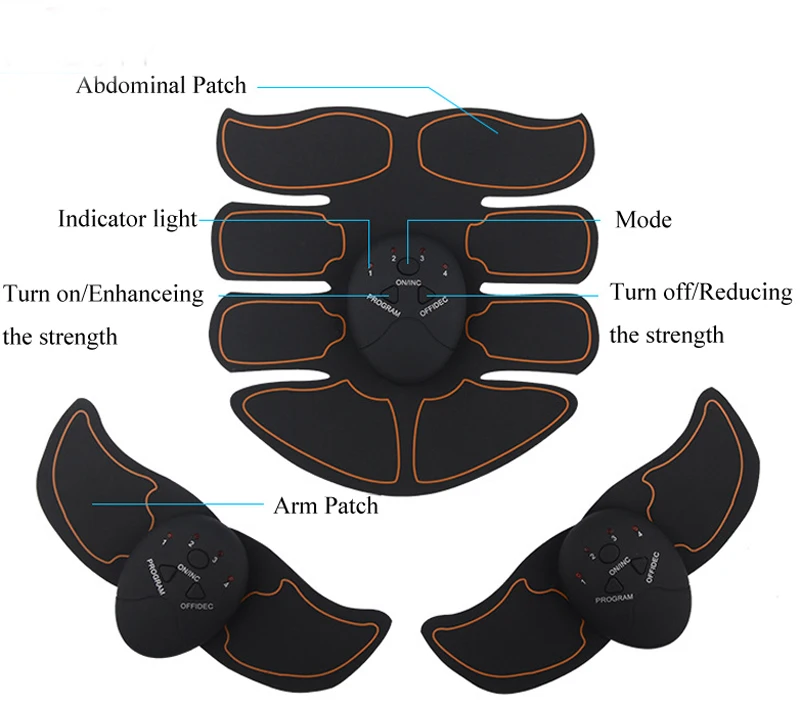 Умный EMS стимулятор мышц ABS брюшной мышцы тонер тела фитнес формирующий массаж патч стройнящий тренажер унисекс