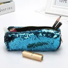 

Bling Sequin Makeup Storage Bag Patchwork Mermaid Color Pencil case Bag PU Storage Pouch Small Sequins Girls Clutch 6 Colors 3
