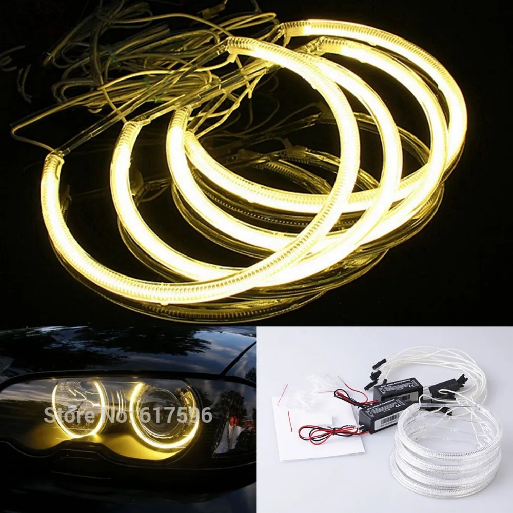 

4Pcs 3000K CCFL Angel Eyes Yellow Amber Halo Rings For BMW E36/E38/E39/E46 with Projector Headlight