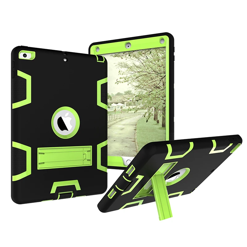 

Shockproof 3 in 1 Hybrid Case for Apple New iPad 9.7 2017 2018 Tablet Universal Silicone+PC Back Cover with Kickstand+Stylus