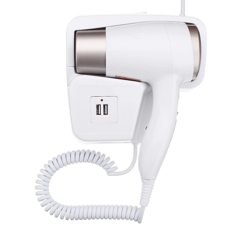

220V 1300W 2 Modes Adjustable Usb Socket Wall Hanging Type Electric Hotel Home Bathroom Hair Dryer Holder Salon Hair Blow Drye
