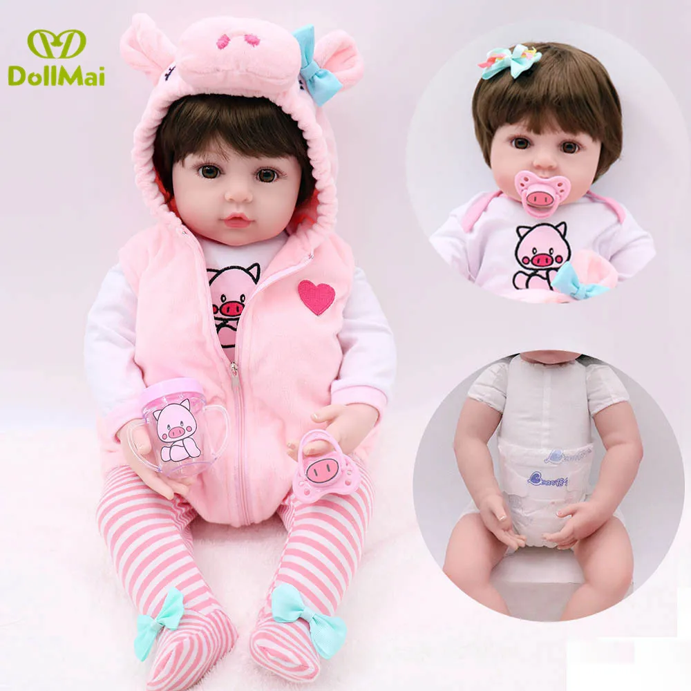 

24" doll reborn toys for girls gift cloth body silicone reborn babies bebe real reborn bonecas brinquedo alive