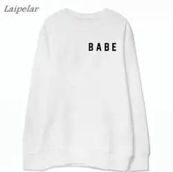 2018 Новые поступления Ivy худи Babe буквы печатные черный БЦ экзо модный стиль пуловер Толстовка для женщин Mujer лагер