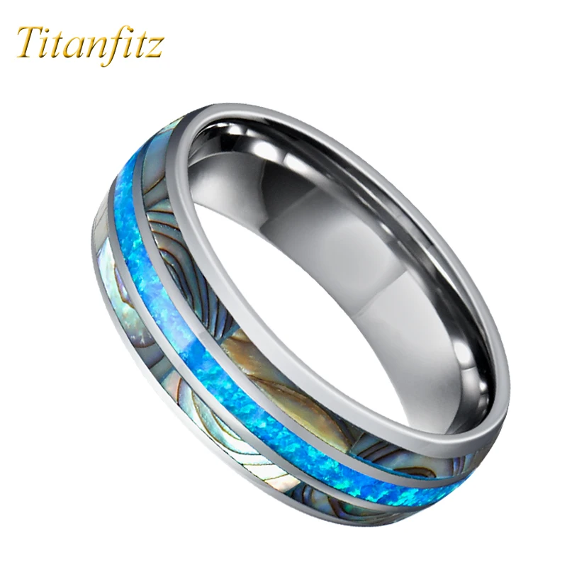 Ювелирные изделия из карбид вольфрама Alliance 8 мм обручальное кольцо пара колец для мужчин и женщин австралийский синий опал Абалон оболочки