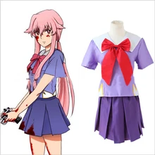 Nuevos Trajes de Cosplay Diario de Futuro Mirai Nikki Gasai Yuno Traje Trajes Uniforme Ropa (Top + Falda + Pajarita)
