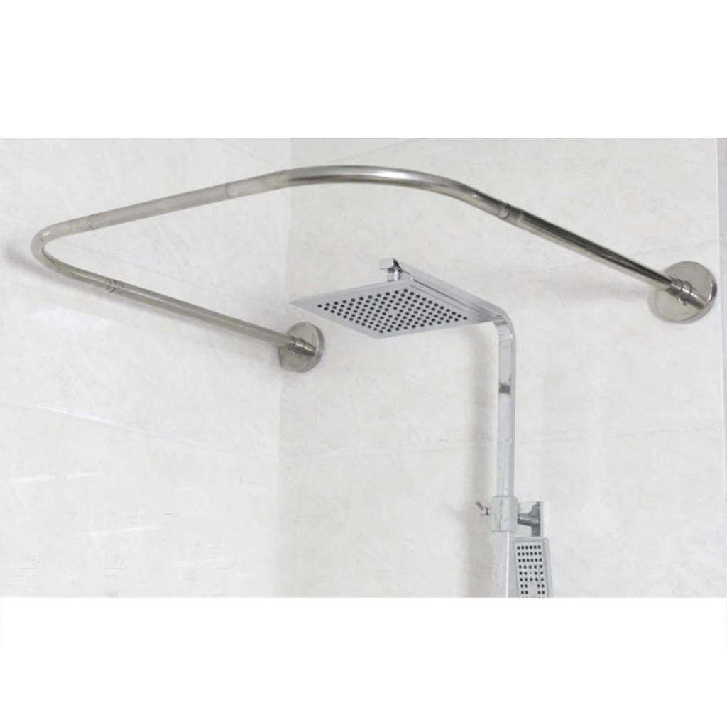 Curved Shower Curtain U Shape Rail Bath Tub Track Ring Clip Track Hanger Rod 31-47inch Adjustable Size