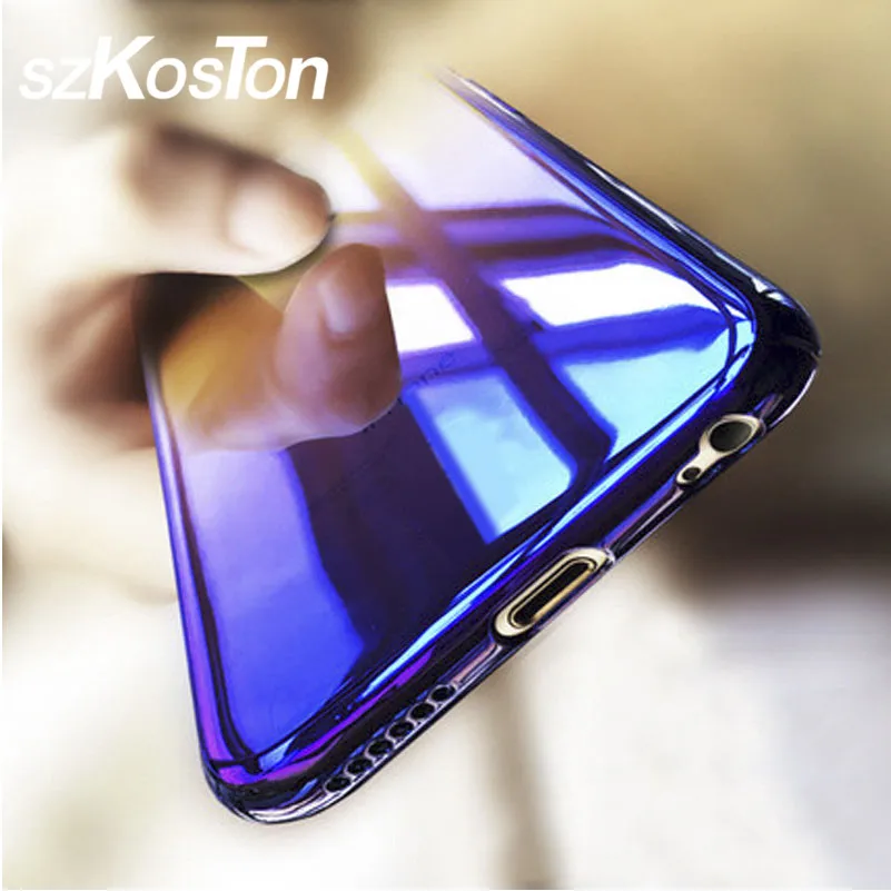 Оригинальный чехол для iPhone 7 роскошный градиентный цветной прозрачный Твердый