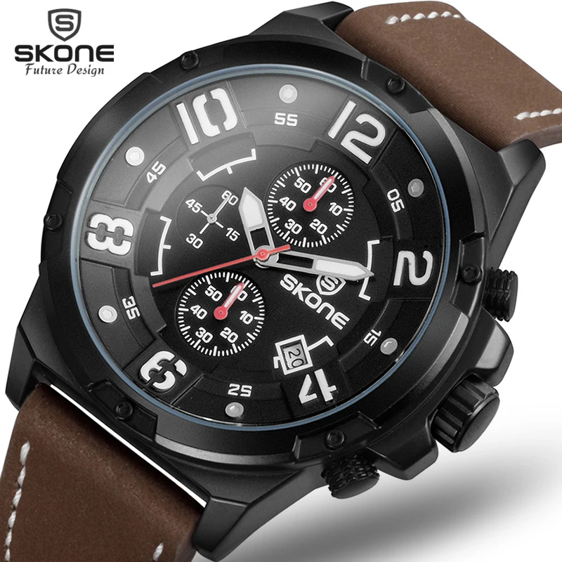 

SKONE Brand Genuine men's quartz watch 3D surface Case sports watches Climbing Wristwatches montre homme relogios masculinos