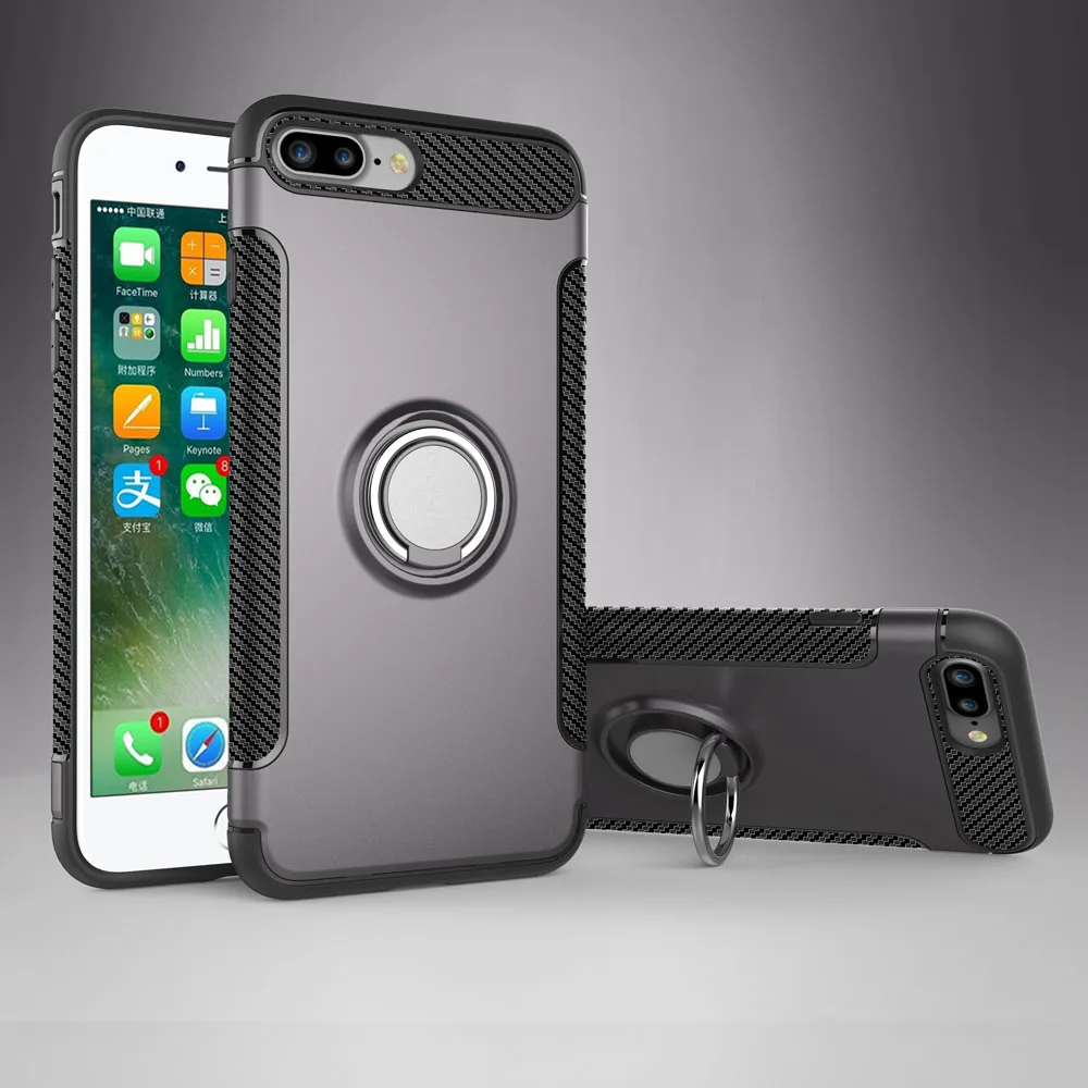 

Dual Layer Armor Shell Case With Spinner Finger Ring Car Holder Stand Magnetic Suction Bracket Cover For Apple iPhone 7 7 Plus }