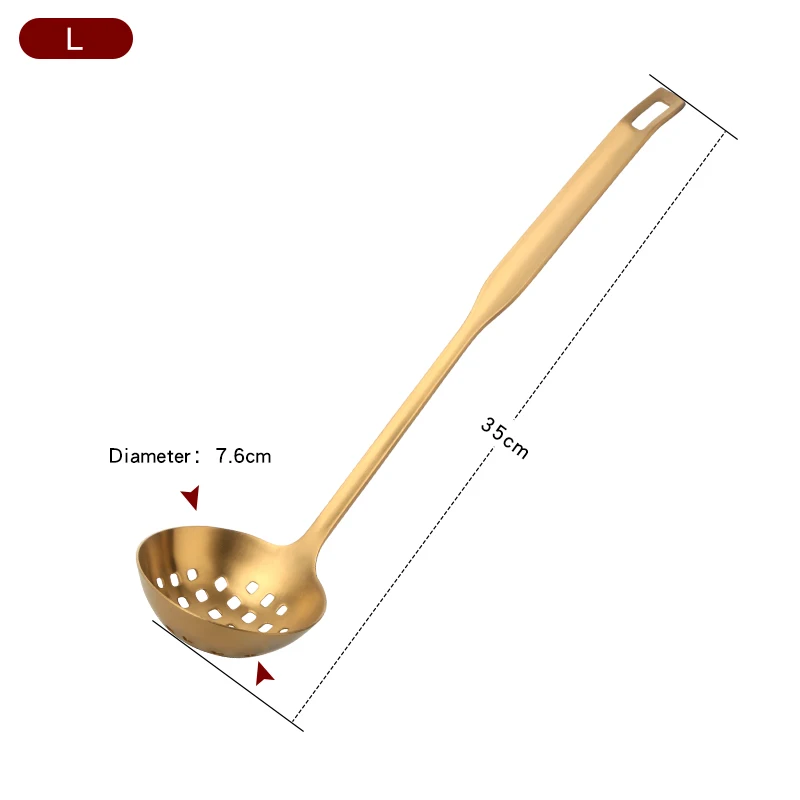 Цветной набор инструментов для приготовления пищи из нержавеющей стали матовый розовое золото длинная ручка суповая ложка и половник-дуршлаг набор настенные кухонные инструменты - Цвет: 1 gold