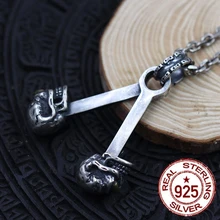 Sterling Silver Men’s Pendant Throwback Piston Spanner Skull Brass Eye Style Personality Gift Your Lover Charms 2017 Real Top
