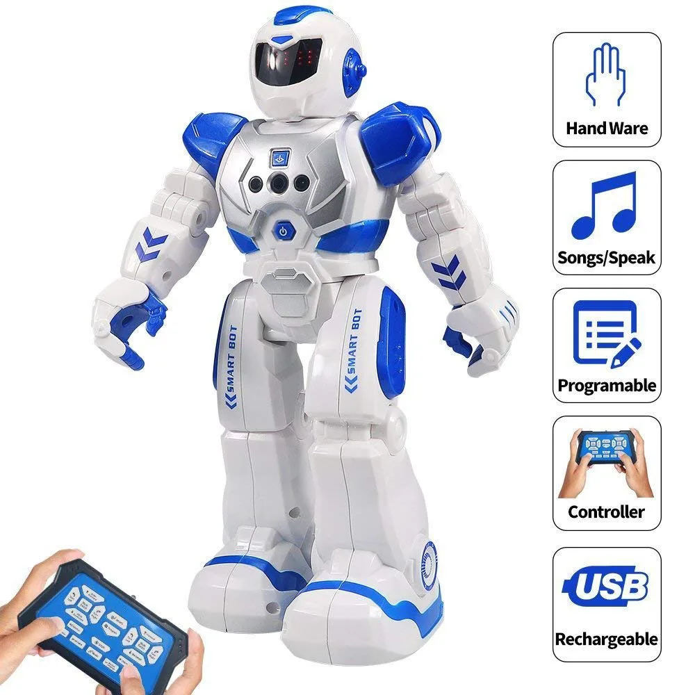 fisca Remote Control Robot RC Fingerprinting Transform Smart Walking Dancing Intelligent Programmable Robots Toys with Light and Sound for Kids Boys Girls