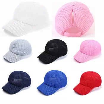 

Women Messy Bun Running Cap Girls Outdoor Sport Tennis Caps Summer Sports Mesh Hats for Drop Shipping