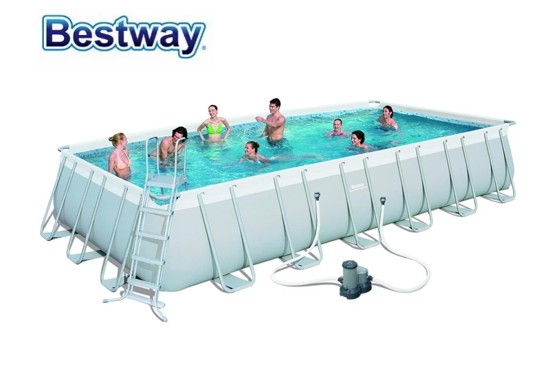 

56474 Bestway 732x366x132cm Power Steel Rectangular Frame Pool Set (Filter,Ladder,Cover,Mat) 24'x12'x52" AGP Pool Set Huge Pool