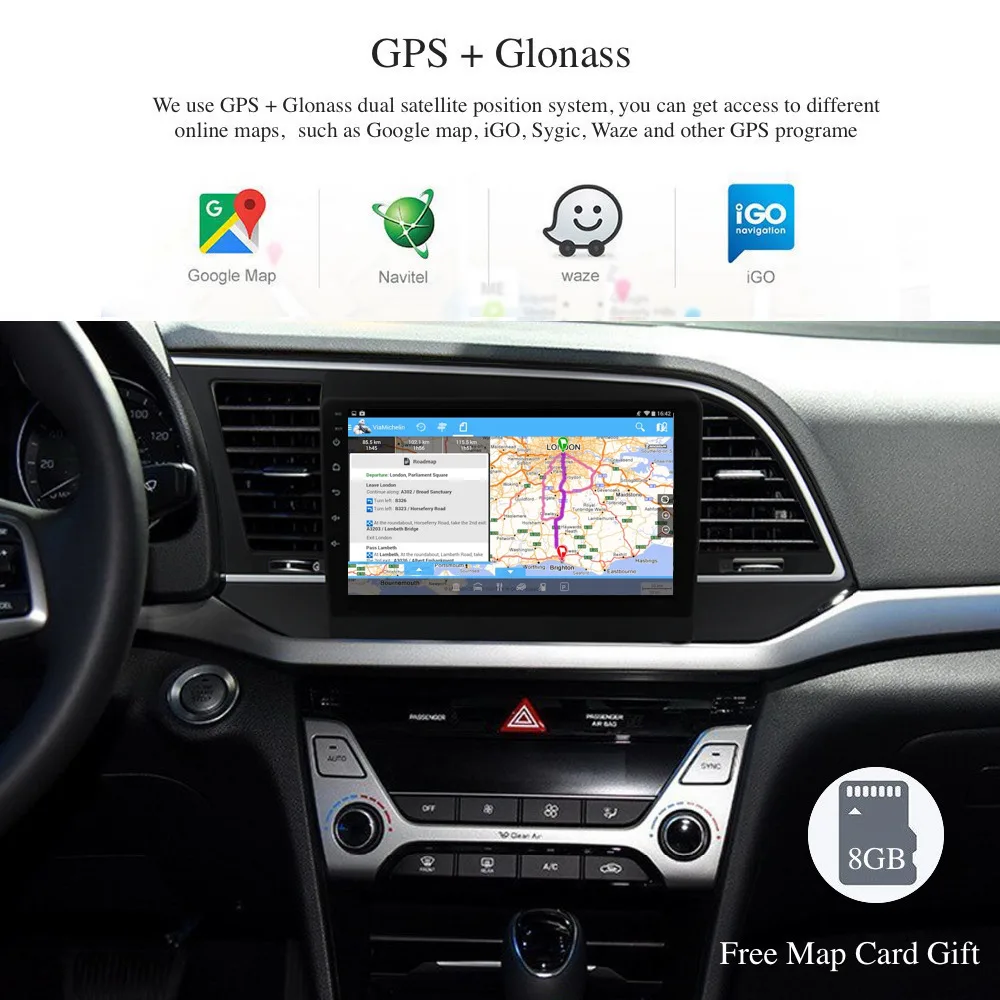 Clearance Android 1 din Car GPS Radio for Hyundai Elantra 2016 2017 Multimedia Auto Stereo 1024*600 DAB+ RDS Bluetooth mirror-link 1