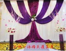 20ft*10ft Wedding backdrop New Design Wedding Backdrop Stage Curtain purple grape backdrop with middle sequin