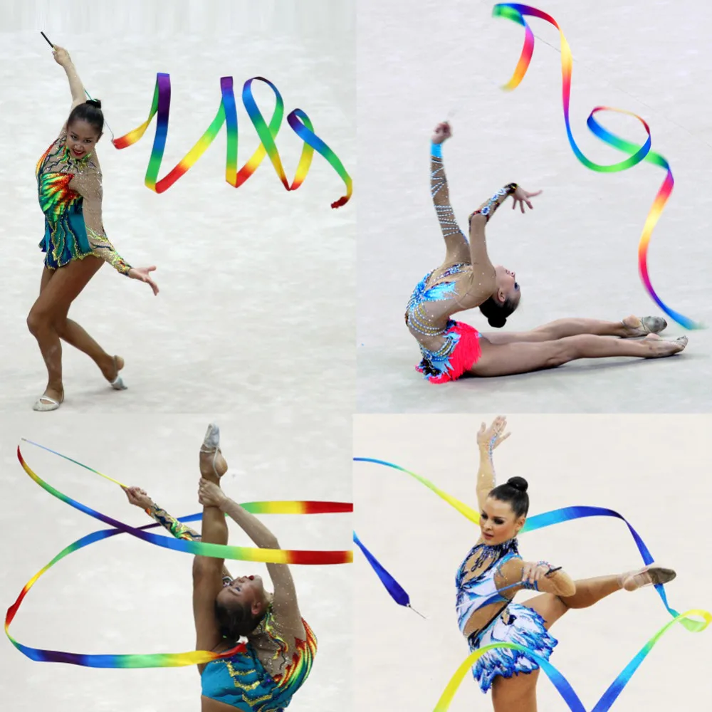 4M Dance Ribbon Gym Rhythmic Gymnastics Art Gymnastic Ballet Streamer Twirling Rod