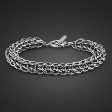 Модный мужской серебряный браслет. Твердое Серебро 925 пробы mm21cm 10 мужской браслет. Ретро Индивидуальность человека ювелирные изделия из стерлингового серебра