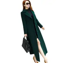 Осень Зима Новое Женское шерстяное пальто Модная длинная кашемировая верхняя одежда женские куртки с отложным воротником приталенное пальто X11