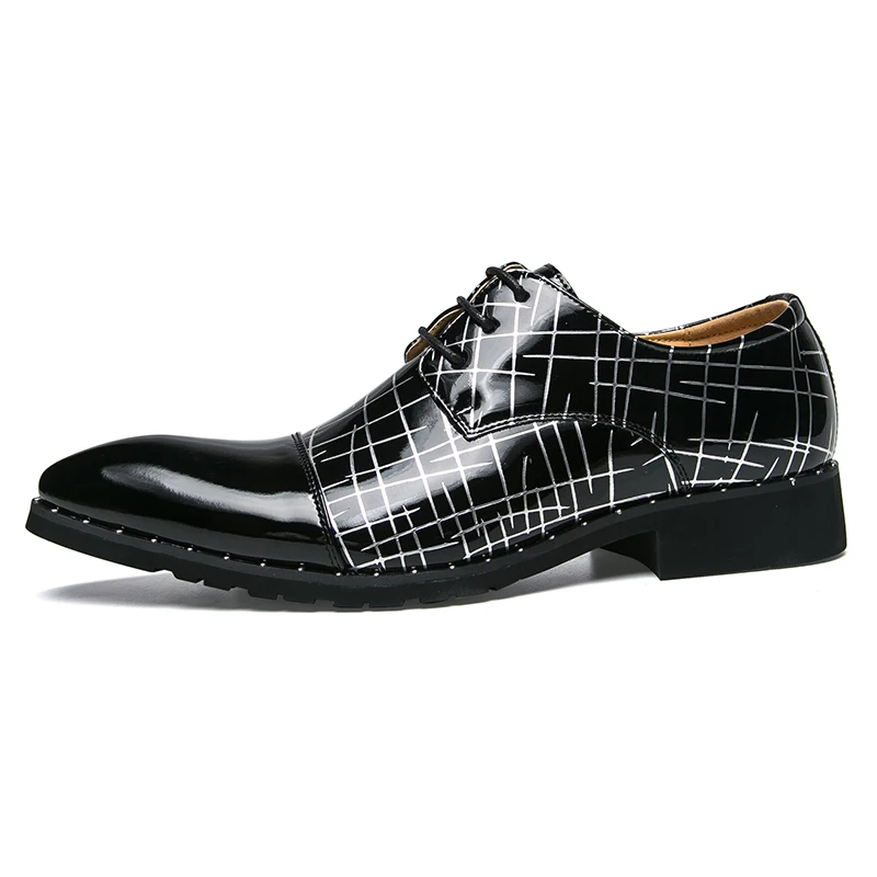 pointed toe mixed colors patent leather men shoes fashion dress ballroom dancing wedding pary flats derby oxfords shoes for men (2)