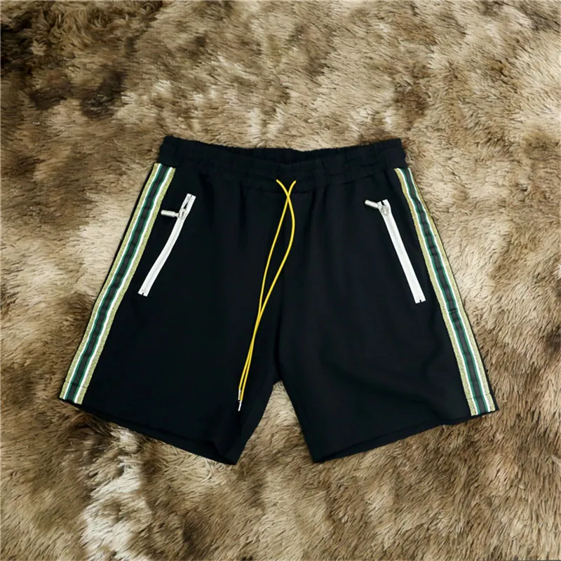 

2019 New RHUDE Shorts Men Women 1:1 Summer Sportswear Striped Stitching Beach Mesh RHUDE Shorts