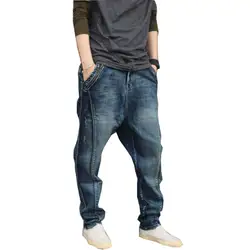 Новые мужские джинсы летние мужские хип-хоп мужские брюки большого размера свободные трендовые штаны шаровары подходят для 150 кг Мужские