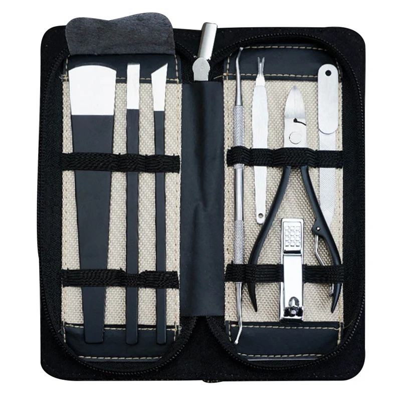 

8pcs Portable Manicure Set Pedicure Scissor Tweezer Knife Ear pick Utility Nail Clipper Kit Stainless steel Nail Care Tool&Prop