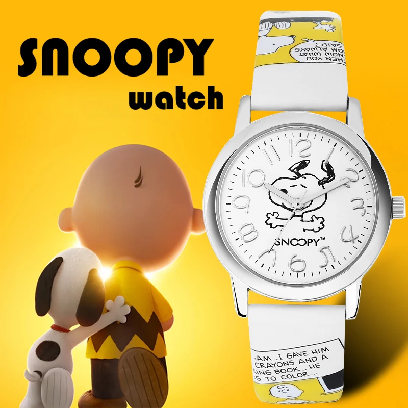 

Snoopy Watch women watch classic men watch kid watch Genuine Brand Casual Fashion Quartz Wristwatches Leather clock waterproof