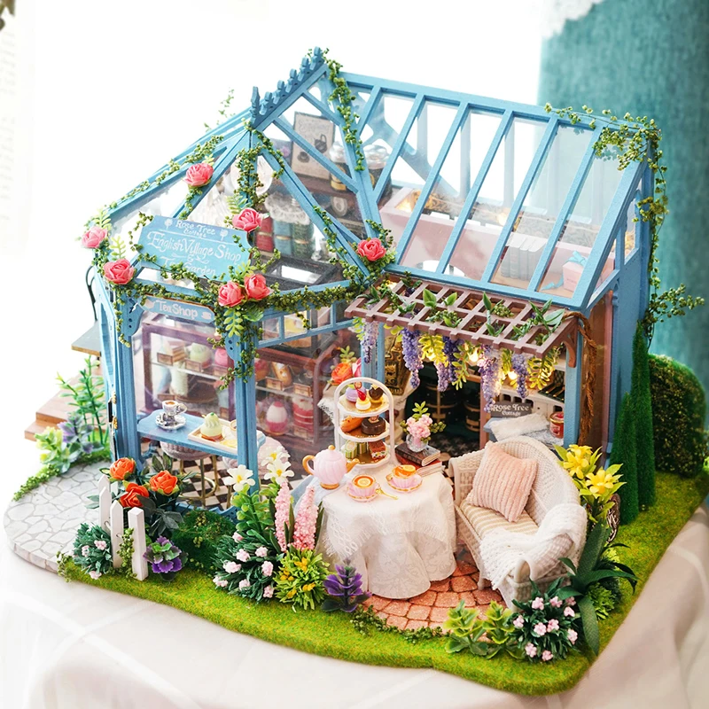  Cutebee DIY House Miniature with Furniture LED Music Dust Cover Model Building Blocks Toys for Chil - 33025146047