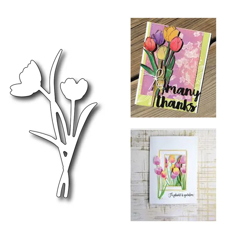 

YaMinSanNiO Tulip Flower Metal Cutting Dies for Scrapbooking New Srping Album Embossing DIY Paper Crafts Die Cuts Cutting Dies