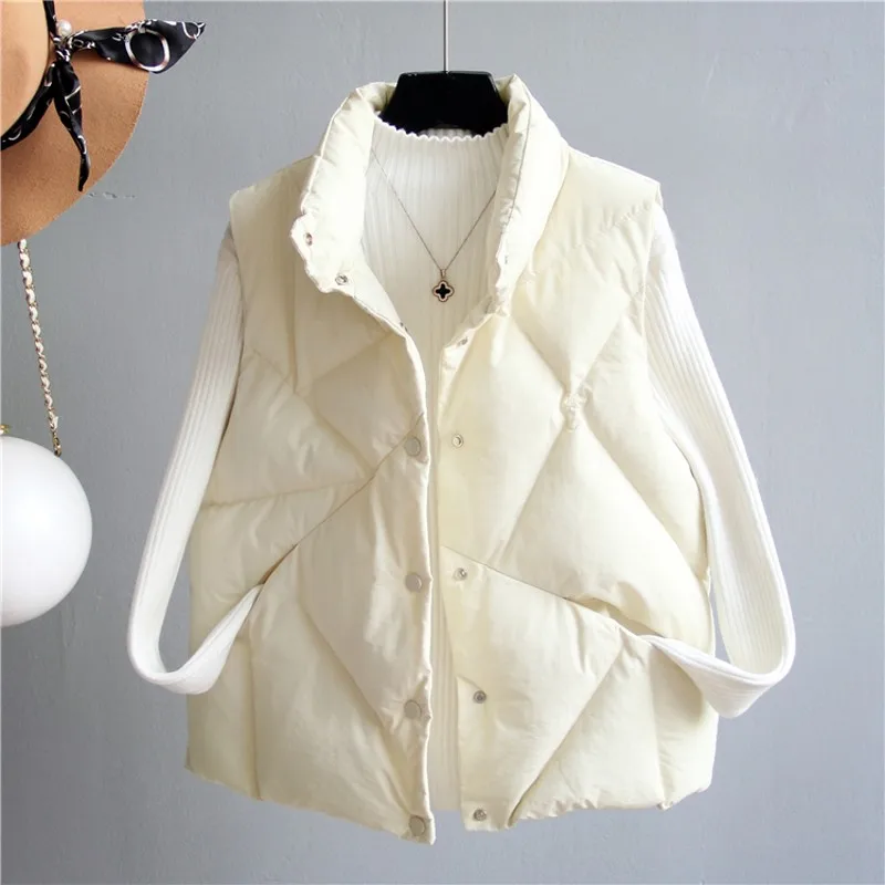 Fashion Design Stand Collar Autumn Winter Vest Women Waistcoat 2019 New Casual Single Breasted Sleeveless Jacket Vest Female