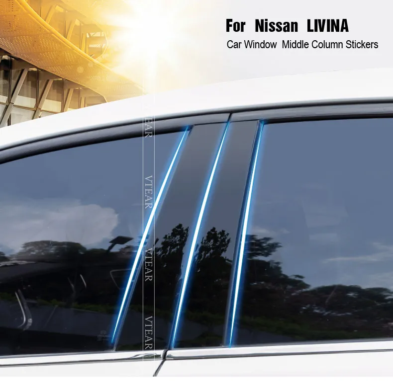 Vtear для nissan livina аксессуары для окна автомобиля BC столб декоративная наклейка колонна для выступаюших деталей пленка автомобиля-Стайлинг наклейки на стойки