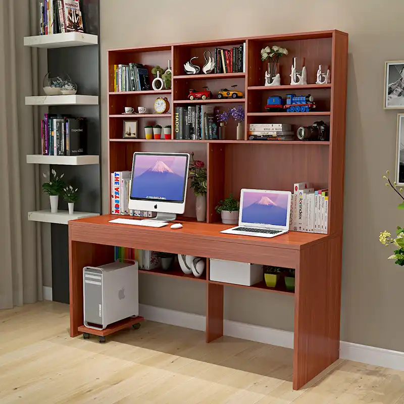 Computer desk with a simple modern desktop bookcase desk bookcase