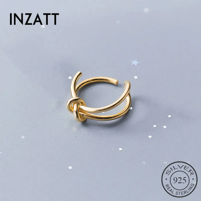 

INZATT Real 925 Sterling Silver Minimalist Rope Knot Opening Ring for Charming Women Party Fine Jewelry Geometric Ring Gift 2019