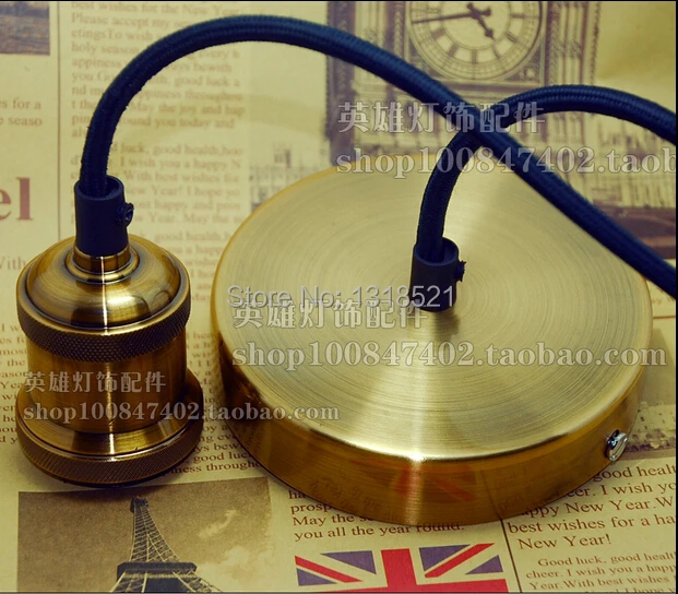 

Free shipping Golden Retro pendant lamp bases,Vintage light E27 socket knob switch lamp holder, Wire length 1.2 meters