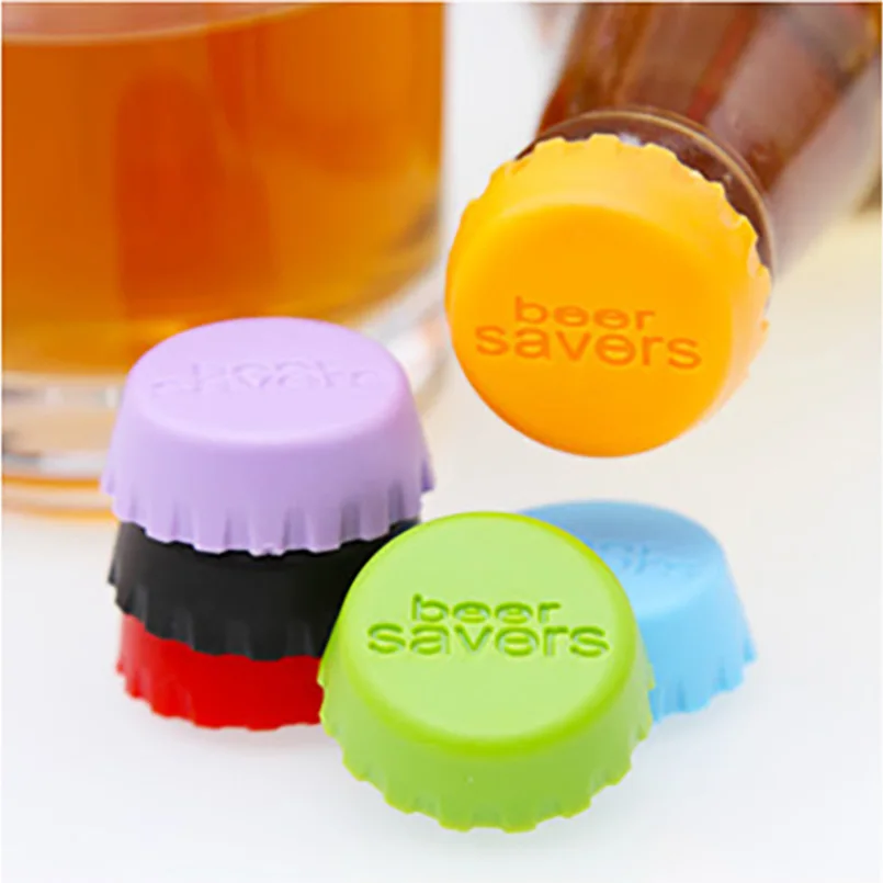 

6pcs/lot Mix-colored Silicone Beer Bottle Cap 2.8cm Wine Stopper Vinegar Soy Corktail Lid Bottle Cover Good Seal Kitchen Gadgets