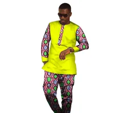 African Dresses Hot Sale Direct Selling Men 2017 African Men’s Cotton Long Sleeved T-shirt And Casual Suit Pants
