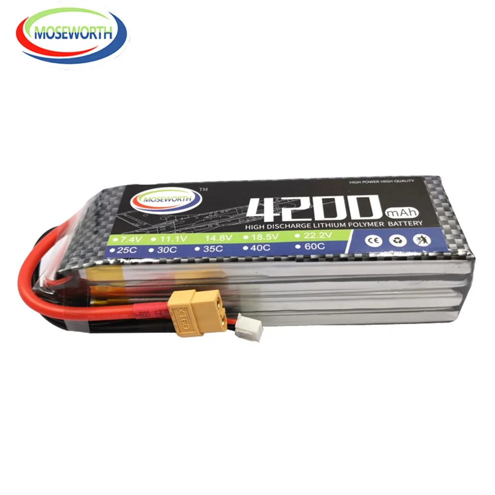 14,8 V RC самолет LiPo Батарея 4S 1100 1500 2200 2800 3500 4200 5200 мА/ч, 25C 35C для радиоуправляемого вертолета Авто Квадрокоптер беспилотный летательный аппарат