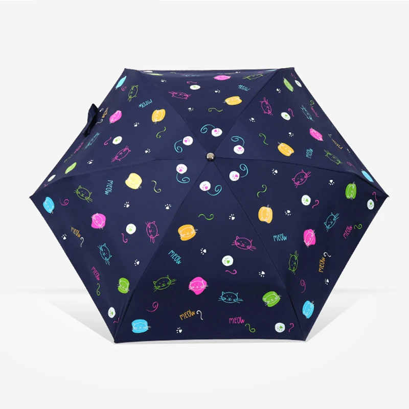 

Cartoon Cat Pocket Folding Durable Umbrella Anti-UV Waterproof Portable Travel Umbrella For Women Mini Pocket Cat Parasol