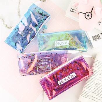 

New Fashion Laser Dazzle Color Pencil Case Cute School Supplies Bts Stationery Gift School Soft Pencil Box Pencilcase Pen Bag
