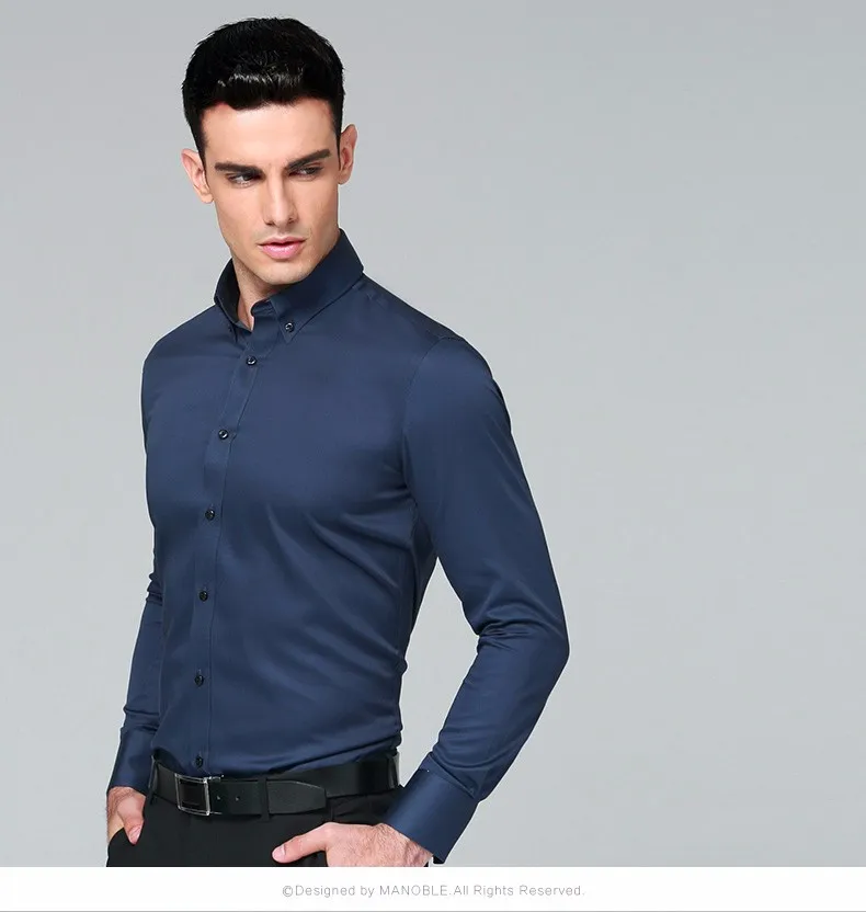 mens short sleeve white shirt High Quality 2021 Brands New Regular Fit Shirts for Men Business Long Sleeve Cufflink Cotton Solid Color Camisas De Hombre mens short sleeve dress shirts