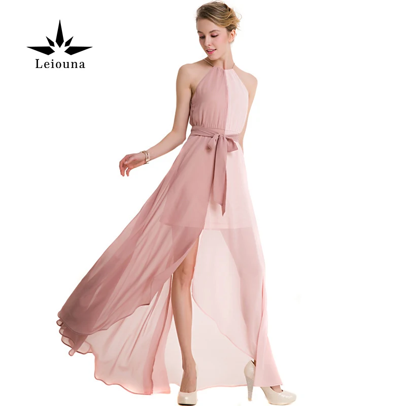 Leiouna Patchwork Summer Spelling Color Chiffon Halter Maxi Off Shoulder Casual Dress Woman Fashion Party Imported-china | Женская