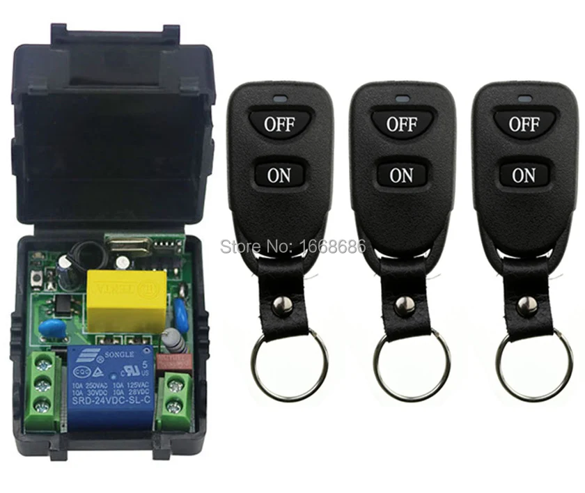 

NEW AC220V 1CH 10A Remote Control Light Switch teleswitch Relay Output Radio Receiver Module and 3 pcs Belt buckle Transmitter