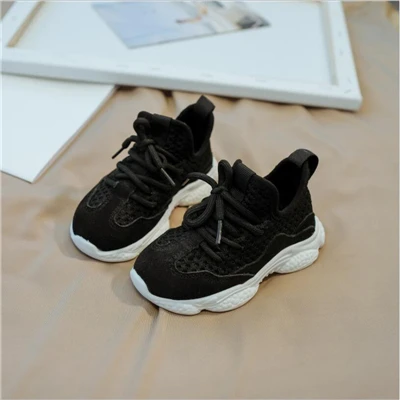 Детская спортивная обувь кожаные детские кроссовки для мальчиков хорошего качества обувь для девочек кроссовки дышащие детские туфли на плоской подошве - Цвет: Черный