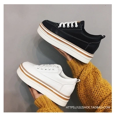 

Shoes woman Spring new white women's Korean version of thick-soled sponge PU casual students wild luxury Sewing thread
