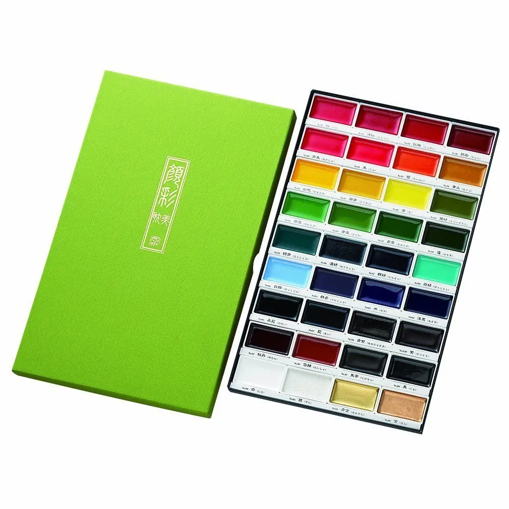 Kuretake Gansai Tambi Solid Water color 36 Set plus 6 набор кистей для рисования