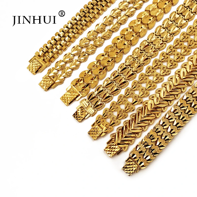 

Jin Hui Fashion New African Ethiopia Gold color Men Bracelet Women Party Ornament Luxury Gifts for Friends Dubai Bangle Jewelry