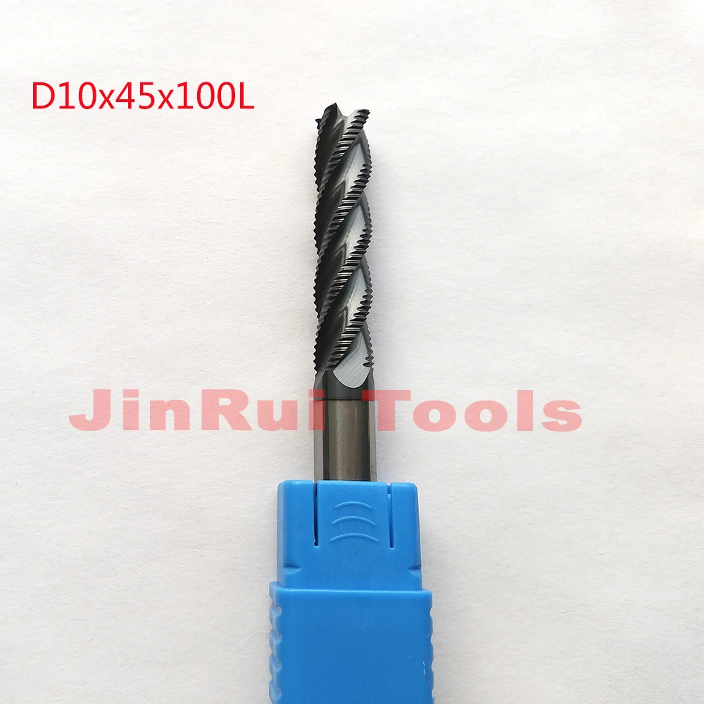 

1pc 10mm D10*45*D10*100 HRC55 4 Flutes Solide Carbide Roughing End Mills CNC Router bit milling cutter Tools knife fresa