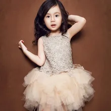 5 вещей/лот новая летняя коллекция кружевное платье для маленькой девочки принцессы платья для девочек 3-7 лет детская одежда нарядное бежевое бальное платье