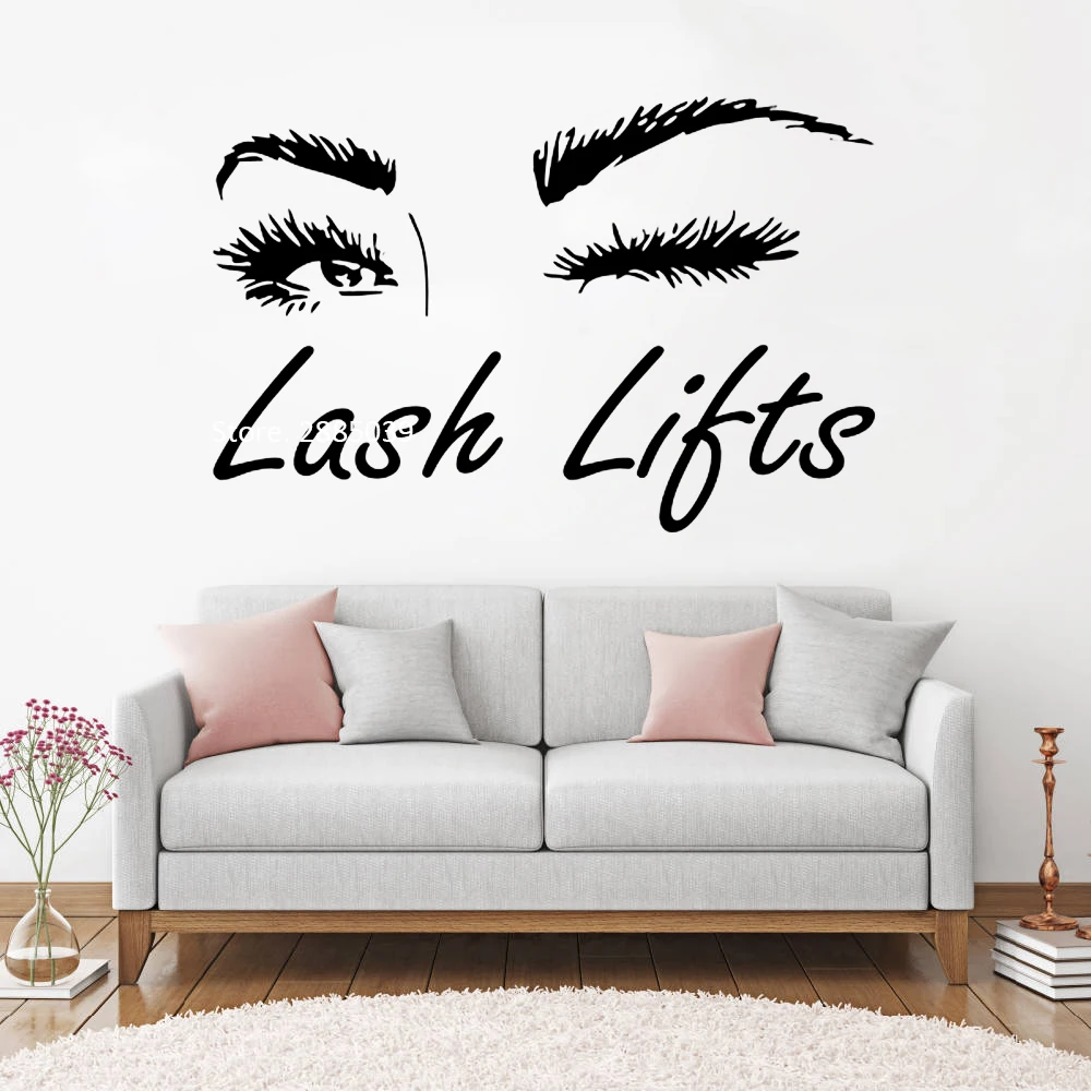Woman Lash Wall Decals Beauty Eyelash eyebrows Salon Style Lashes DIY